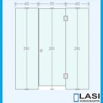 saunan lasiseinä kahdella kiinteällä lasilla