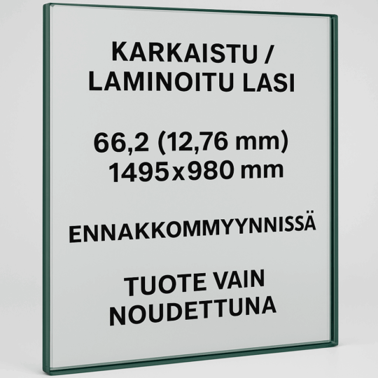 Karkaistu, laminoitu, kirkas 66.2 _12,76mm 1495x980mm