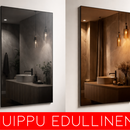 Savunharmaa ja pronssipeili rinnakkain, 4 mm sävypeilit moderniin sisustukseen