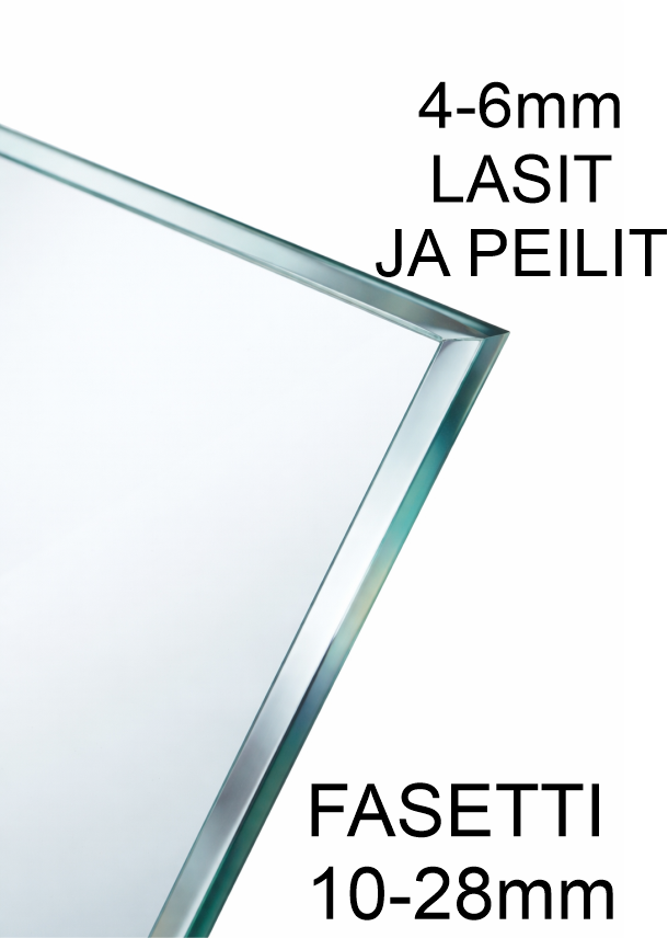 Fasettihionta 4–6 mm laseille ja peileille Lasin reuna fasettihionnalla, viistohiotut ja kiillotetut reunat lähikuvassa