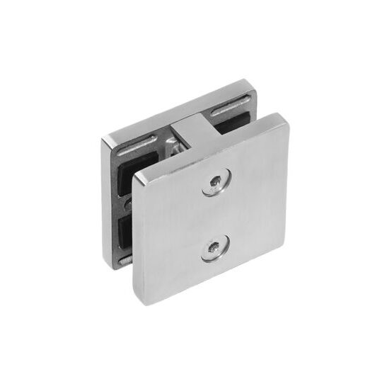 Lasiklamppi 60×60 mm, kaksipuolinen AISI316 – ruostumaton lasikiinnike lasikaiteeseen