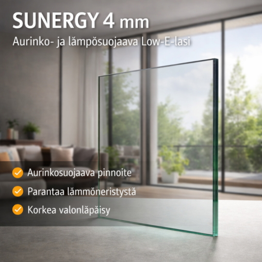 Aurinko- ja lämpösuojaava Low-E-lasi