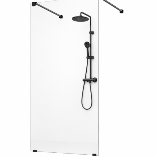 walk-in-suihkuseinä 8 mm karkaistu turvalasi kirkas mustat helat