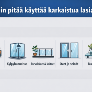 Milloin pitää käyttää karkaistua lasia?