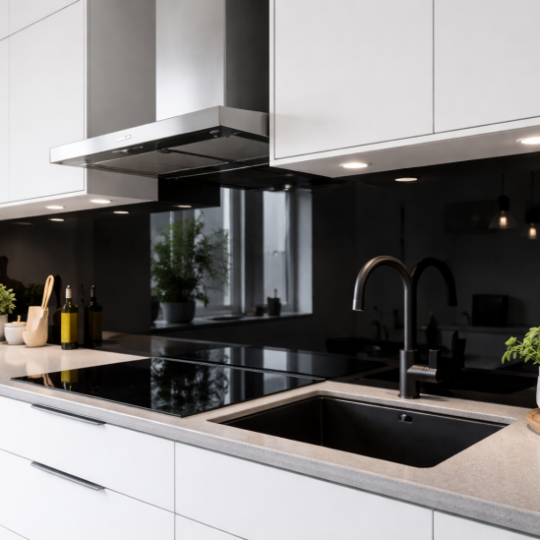 Taustamaalattu Lacobel karkaistu lasi 4 mm – Musta