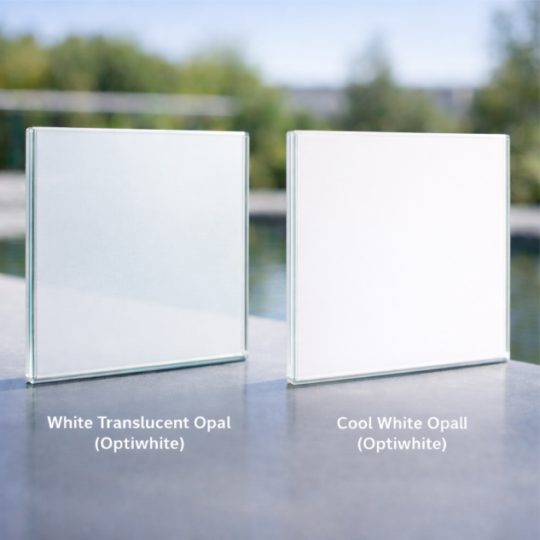 Optiwhite opaali karkaistu ja laminoitu turvalasi White Translucent Opal ja Cool White Opal