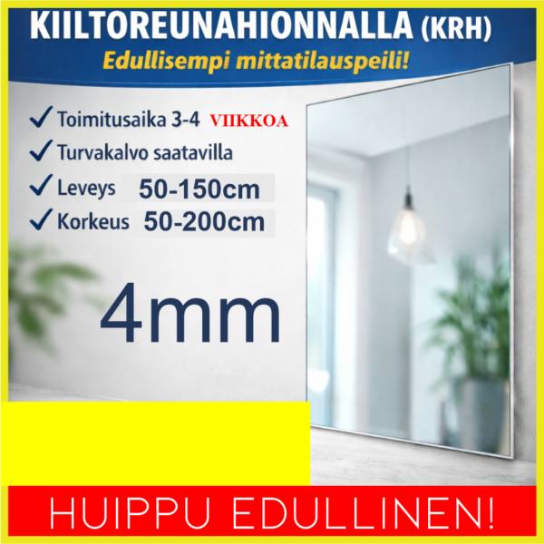 Peili 4 Mm Kiiltoreunahionnalla Mittatilauksena Peili 4 Mm Kiiltoreunahionnalla Mittatilauksena