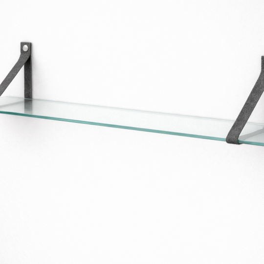 Lasihylly huopalenkkikiinnikkeillä 8 mm karkaistu lasi 250x900 mm